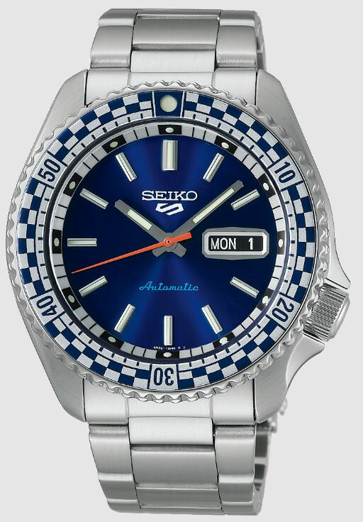 Seiko 5 Sports Petrol Blue ‘Checker Flag’ Special Edition SRPK65K1 Replica Watch